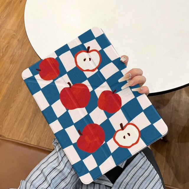 Checkerboard apple illustration protective iPad case