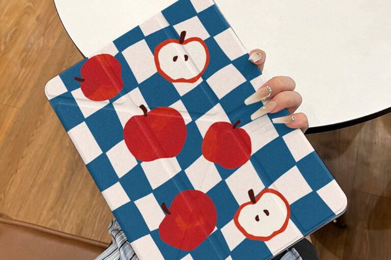 Checkerboard apple illustration protective iPad case