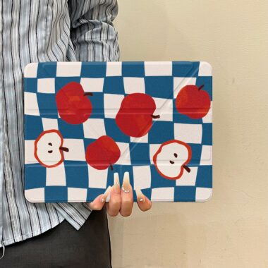 Checkerboard apple illustration protective iPad case