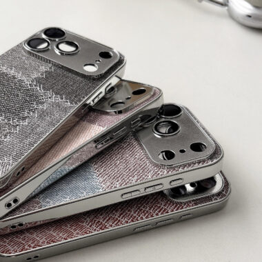 Denim patchwork checkered full cover iPhone 17 case