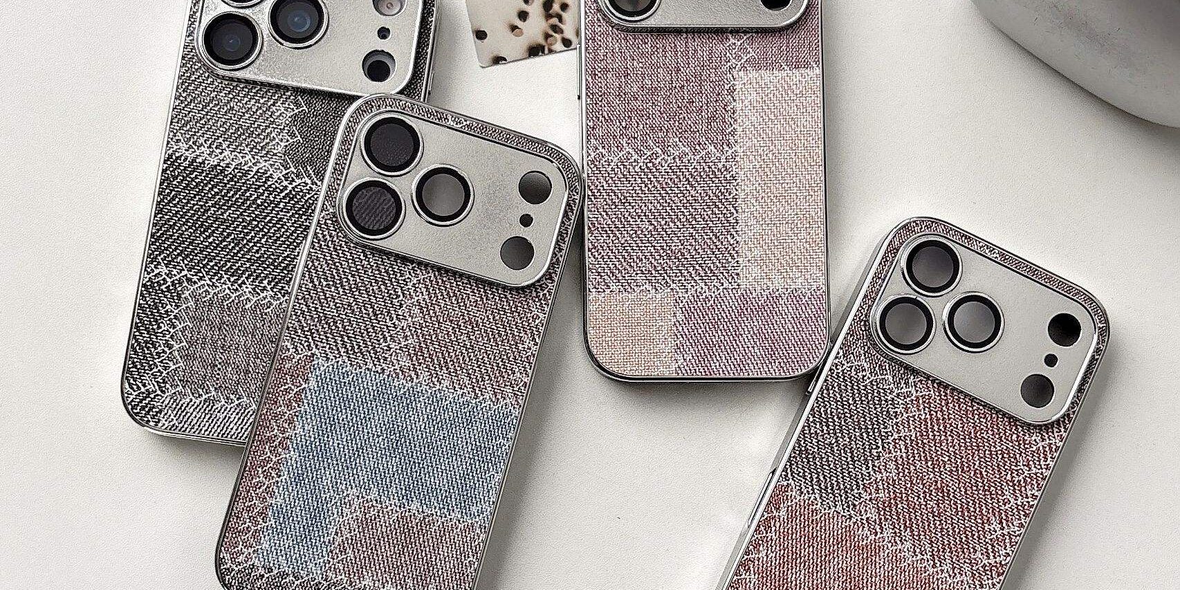 Denim patchwork checkered full cover iPhone 17 case