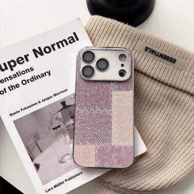 Denim patchwork checkered full cover iPhone 17 case