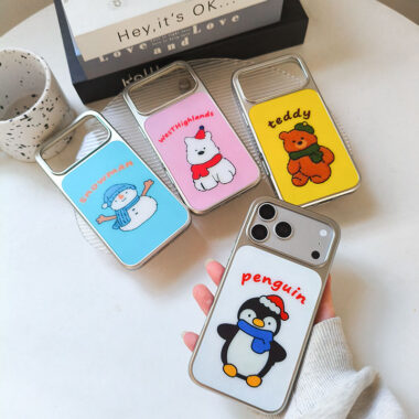 Christmas penguin bear silver edge TPU iPhone 17 case