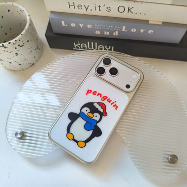 Christmas penguin bear silver edge TPU iPhone 17 case
