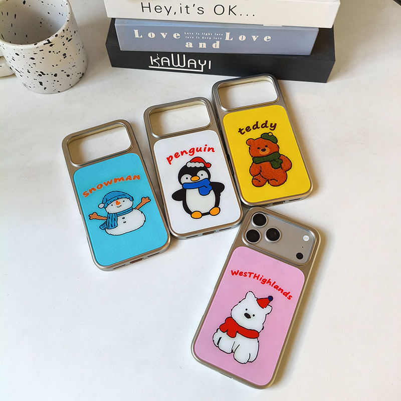 Christmas penguin bear silver edge TPU iPhone 17 case