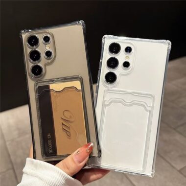transparent card holder soft full cover Samsung phone case