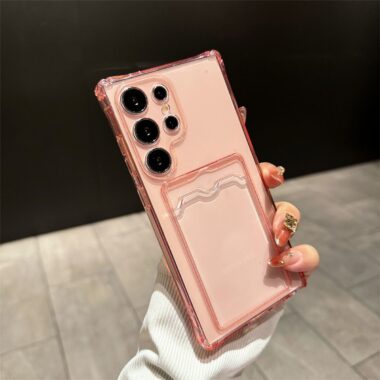transparent card holder soft full cover Samsung phone case