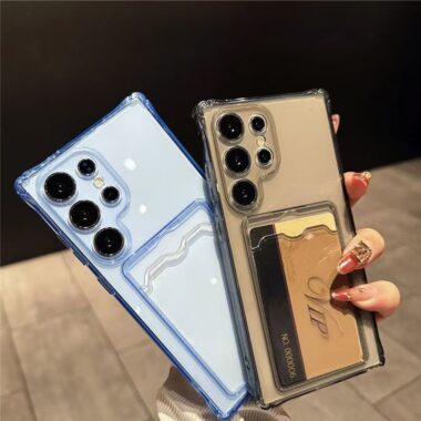 transparent card holder soft full cover Samsung phone case
