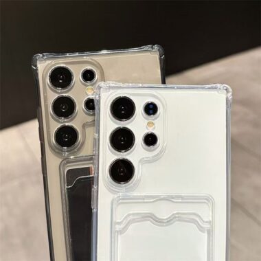 transparent card holder soft full cover Samsung phone case