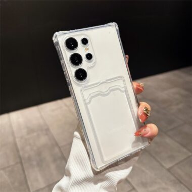 transparent card holder soft full cover Samsung phone case