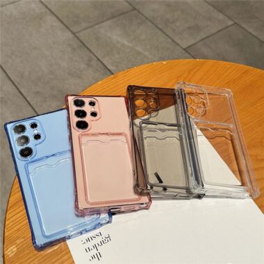 transparent card holder soft full cover Samsung phone case