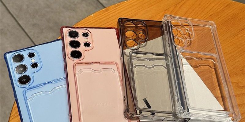 transparent card holder soft full cover Samsung phone case