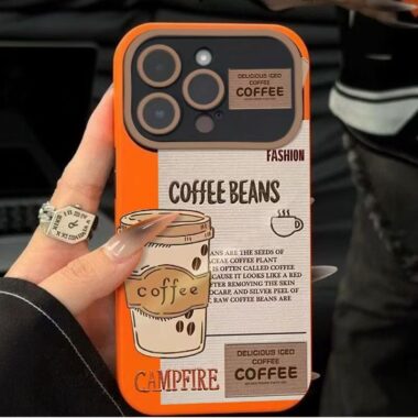 Coffee label pattern full cover shockproof iPhone 17 case