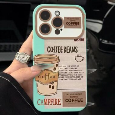 Coffee label pattern full cover shockproof iPhone 17 case