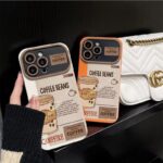 Coffee label pattern full cover shockproof iPhone 17 case