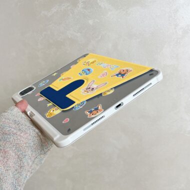 Cartoon color block animal city 360 rotating iPad case