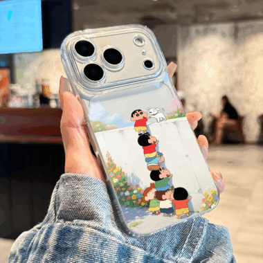 Cartoon Crayon Shin-chan clear soft full cover iPhone 17 case