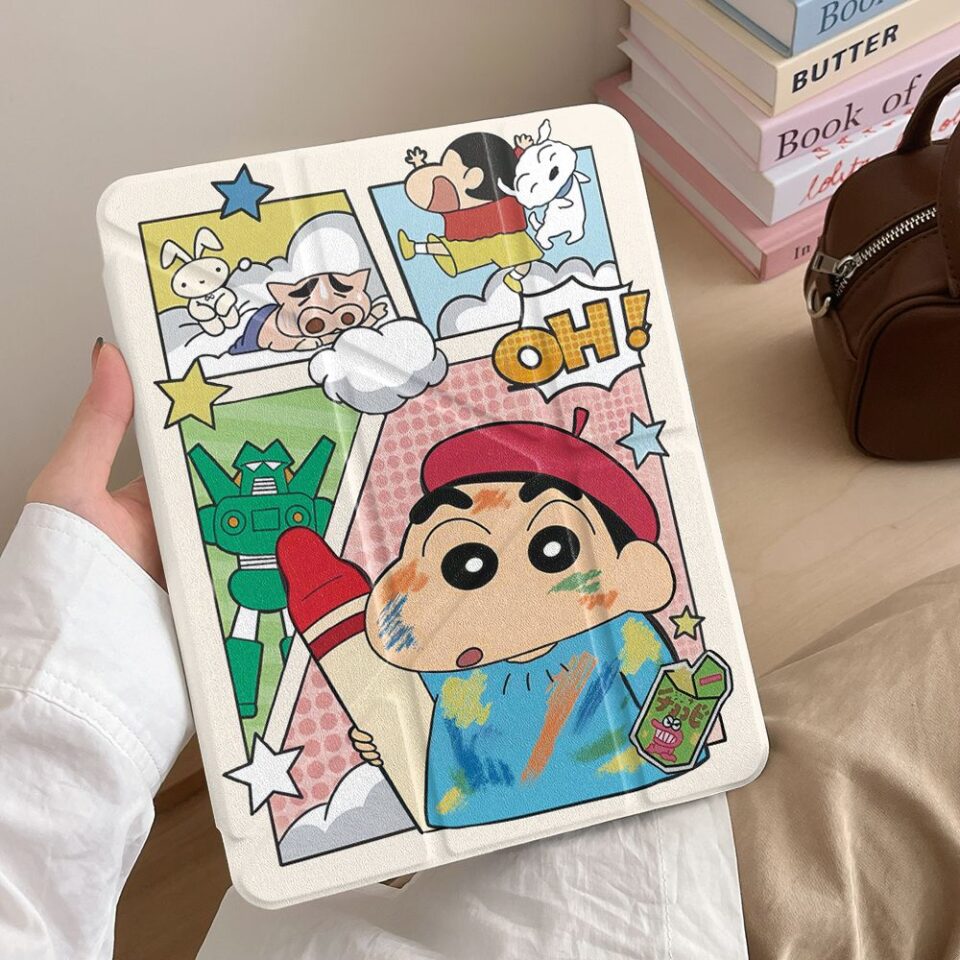 Crayon Shin-chan cartoon Y-fold iPad protective case