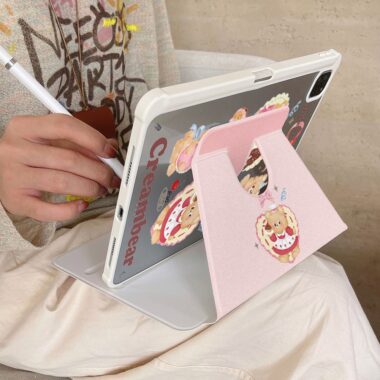 Cartoon cream bear 360 rotating shockproof iPad case