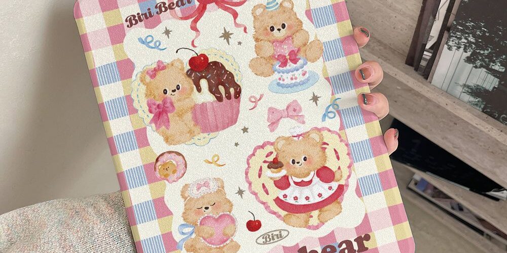 Cartoon cream bear 360 rotating shockproof iPad case