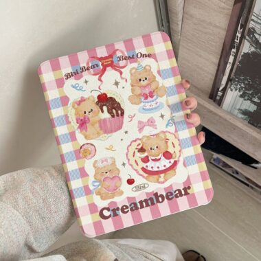 Cartoon cream bear 360 rotating shockproof iPad case