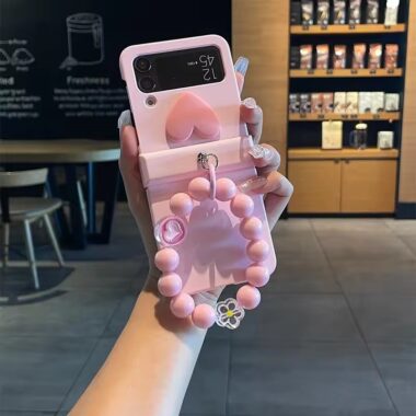 3D heart bracelet shockproof Samsung Z Flip folding case