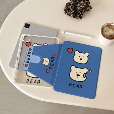 Cartoon bear expression 360 rotating shockproof iPad case