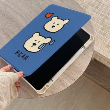 Cartoon bear expression 360 rotating shockproof iPad case