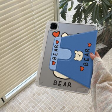 Cartoon bear expression 360 rotating shockproof iPad case