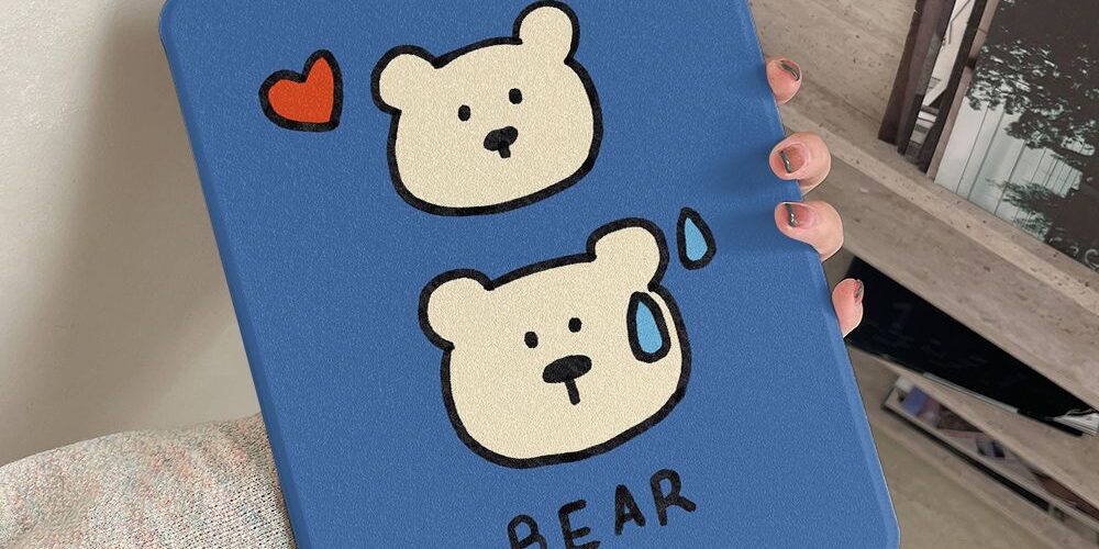 Cartoon bear expression 360 rotating shockproof iPad case