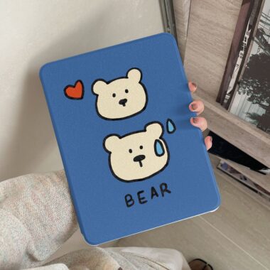 Cartoon bear expression 360 rotating shockproof iPad case