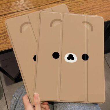 Cute bunny expression tri-fold shockproof silicone iPad case
