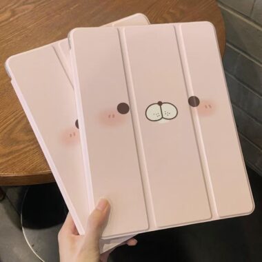 Cute bunny expression tri-fold shockproof silicone iPad case