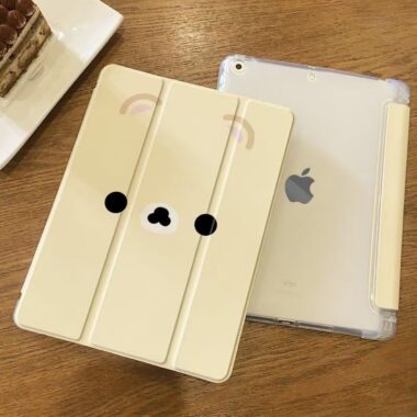 Cute bunny expression tri-fold shockproof silicone iPad case
