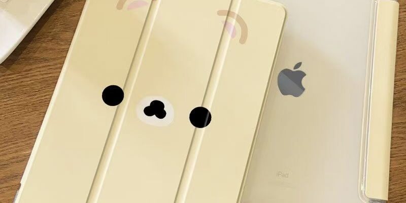 Cute bunny expression tri-fold shockproof silicone iPad case