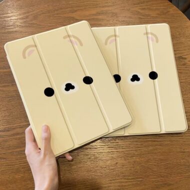 Cute bunny expression tri-fold shockproof silicone iPad case