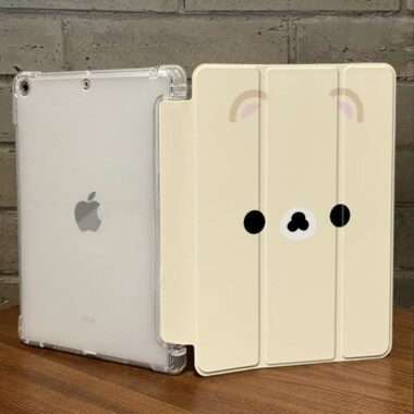 Cute bunny expression tri-fold shockproof silicone iPad case