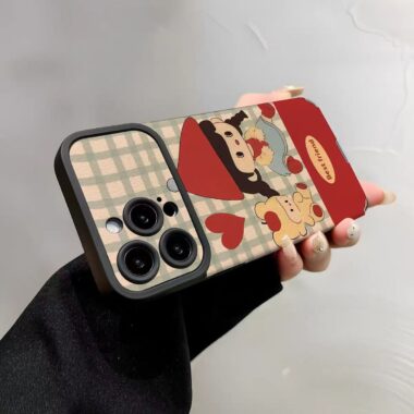 Cartoon girl and bear soft shockproof iPhone 17 case