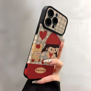 Cartoon girl and bear soft shockproof iPhone 17 case