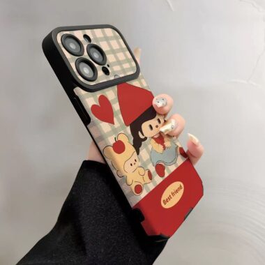 Cartoon girl and bear soft shockproof iPhone 17 case