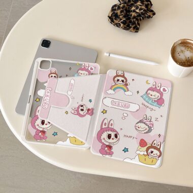 Cute Labubu cartoon 360 rotating shockproof iPad case