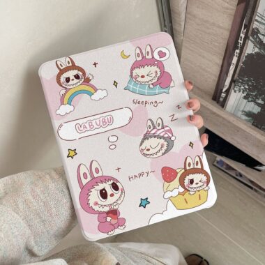 Cute Labubu cartoon 360 rotating shockproof iPad case