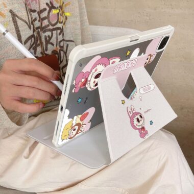 Cute Labubu cartoon 360 rotating shockproof iPad case