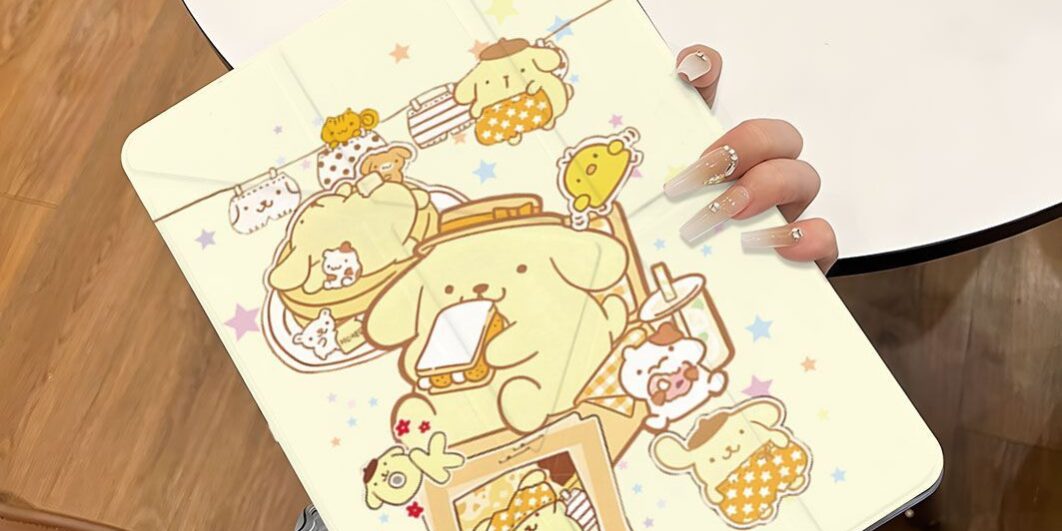 Cartoon pudding dog Y shape folding iPad case