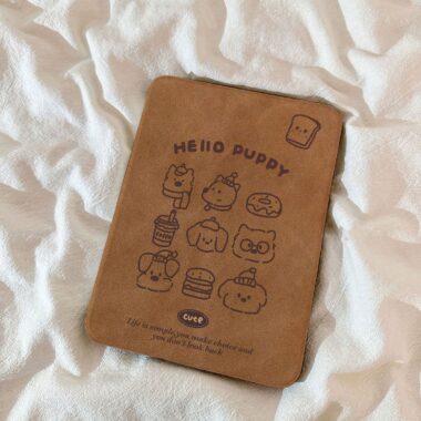 Brown puppy rotating shockproof iPad flip case