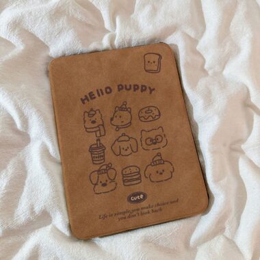 Brown puppy rotating shockproof iPad flip case