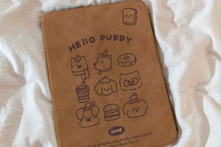 Brown puppy rotating shockproof iPad flip case