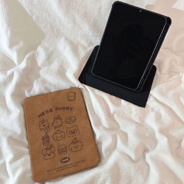 Brown puppy rotating shockproof iPad flip case