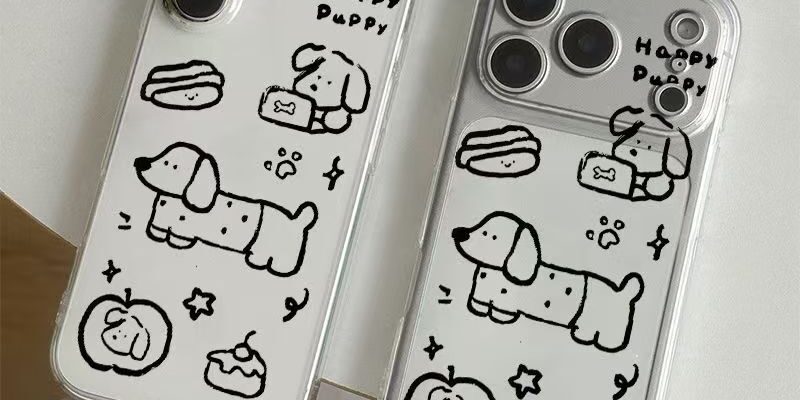Creative cute puppy clear soft full cover iPhone 17 case
