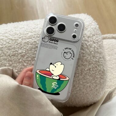 Minimalist cartoon puppy soft clear iPhone 17 case